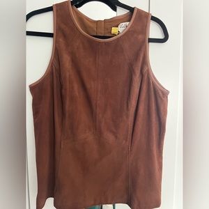 WHITE HOUSE BLACK MARKET. Suede and leather brown tank top. Size 14